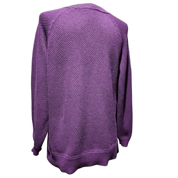 Time And Tru Womens Winter Warm Purple Knit Sweater Crewneck Cotton Blend Size M - Picture 11 of 13